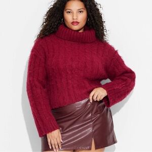 2x berry red turtleneck sweater